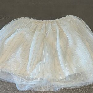 Zara White Layered Tulle Skirt with Subtle Shimmer